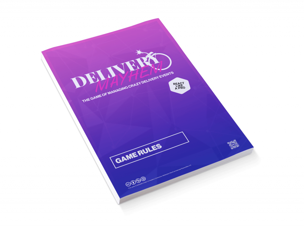 Game Rules Booklet for the SharpWitted Product Management Game Delivery Mayhem - The game designed to help those working on products, programs, projects or any other change delivery, familiarize with the 7 themes: Business Case, Organisation, Quality, Plans, Risk, Change and Progress.