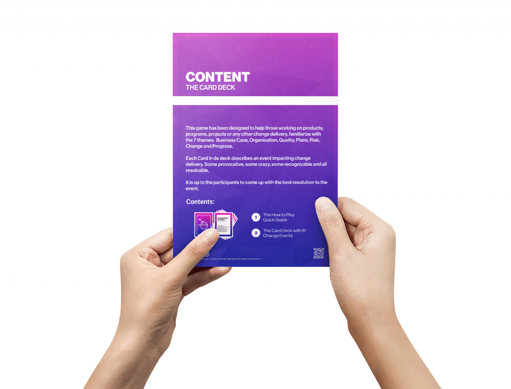 Game Rules Booklet for the SharpWitted Product Management Game Delivery Mayhem - The game designed to help those working on products, programs, projects or any other change delivery, familiarize with the 7 themes: Business Case, Organisation, Quality, Plans, Risk, Change and Progress.