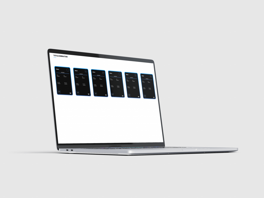 Laptop showing battlecards which are generated using the SharpWitted Product Management Total Domination - Beating your competition competitive analysis toolkit